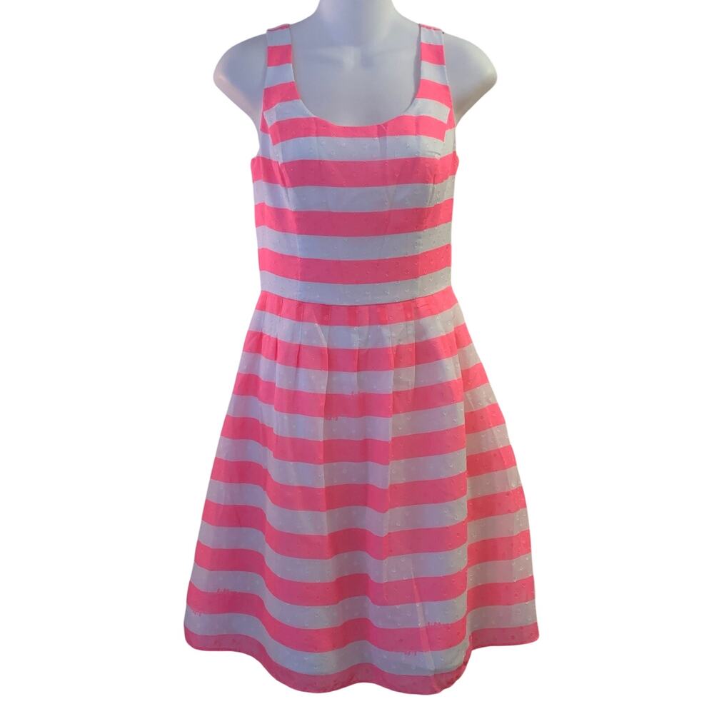 NWT Lilly Pulitzer Fluorescent Posey Dress Sparkle Pink Awning Stripe Size 2
